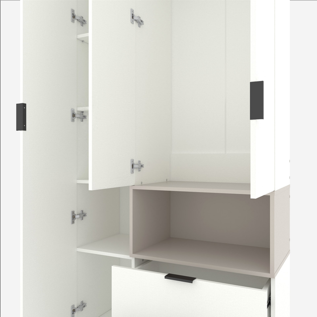 Шкаф с распашными дверцами Nex Home A002R, 1000x420x2300 мм, White Snow/Cashmere [3]