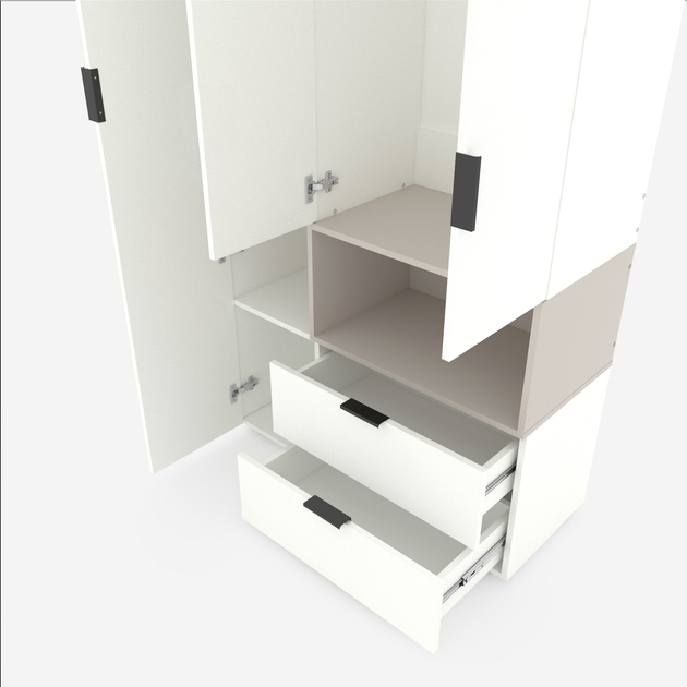 Шкаф с распашными дверцами Nex Home A002R, 1000x420x2300 мм, White Snow/Cashmere [2]