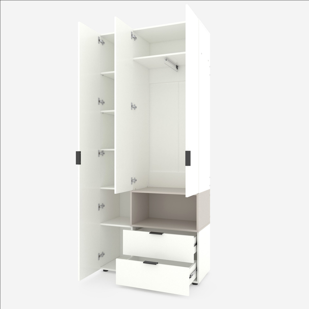 Шкаф с распашными дверцами Nex Home A002R, 1000x420x2300 мм, White Snow/Cashmere [1]
