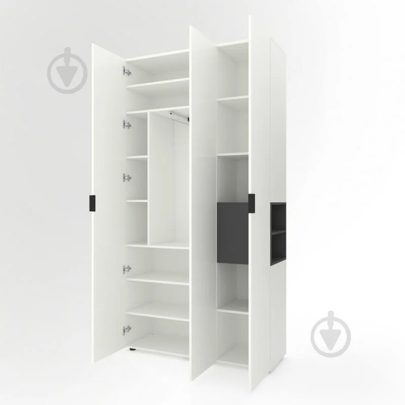 Dulap cu uși batante Nex Home A015R, 1200x420x2300 mm, PAL, White Snow/Anthracite [1]