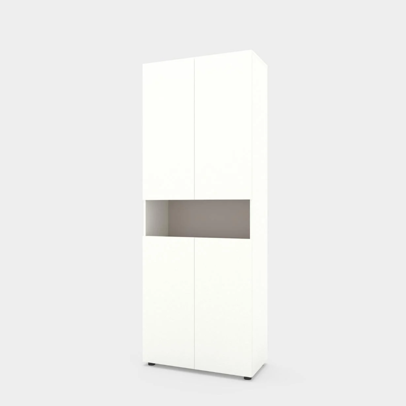 Dulapuri - Dulap cu uși batante Nex Home B002, 800x350x2130 mm, PAL, White Snow-Cashmere