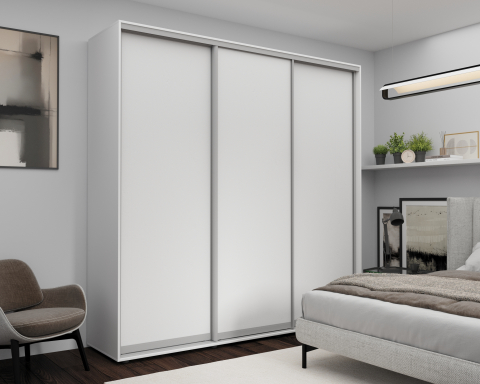 Mobilier - Dulap cu uși glisante Euro Casa (240x60x240H cm, PAL, Alb)