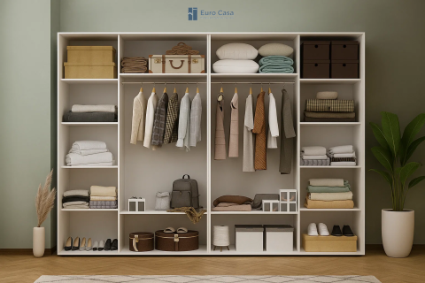 Шкаф-купе Euro Casa – Зеркало, Белый 280x60x240 см – Простор и современный дизайн [1]