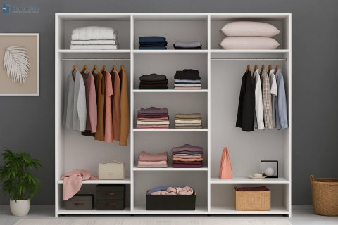 Dulap cu uși glisante Euro Casa – Oglindă, Carbon 220x60x240 cm – Funcționalitate și eleganță modernă [1]