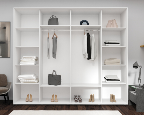 Dulap cu uși glisante Nex Home Alb 280×60×240 cm – Garderobă gigantică și cameră mai luminoasă ca niciodată [1]