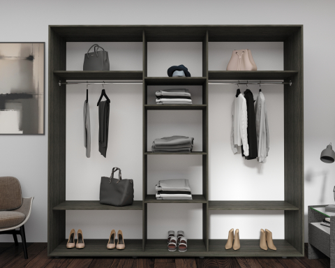 Dulap cu uși glisante Nex Home Oglindă + Carbon 240×60×220 cm – Dressing industrial de lux cu oglinzi full-size și spațiu gigantic [1]