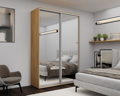 Мебель - Шкаф с раздвижными дверями Nex Home, Зеркало, Sonoma 160x60x220 см