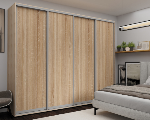 Шкафы - Шкаф-купе Nex Home Сонома 300×60×240 см – Гигантская гардеробная с тёплым натуральным дубом