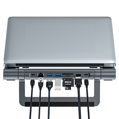 E5 PLUS – Suport Multifuncțional USB-C 8-în-1 cu HUB pentru Laptop – Performanță, Conectivitate și Design Premium [1]