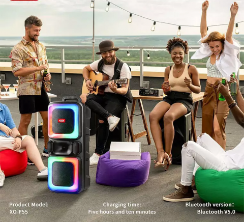 Boxă Portabilă Bluetooth XO F55 Boat 8″ Dual Speaker RGB, 20W (cu telecomandă și microfon cu fir) [1]