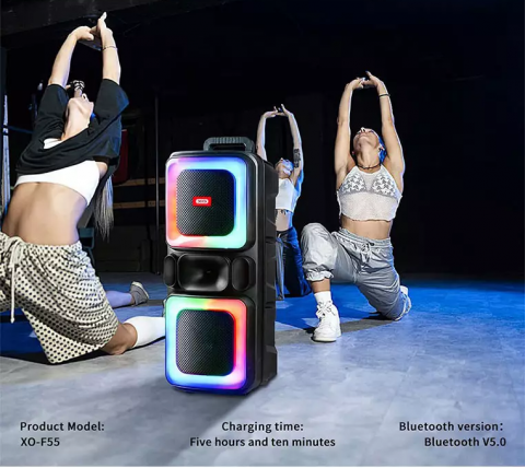Boxă Portabilă Bluetooth XO F55 Boat 8″ Dual Speaker RGB, 20W (cu telecomandă și microfon cu fir) [2]