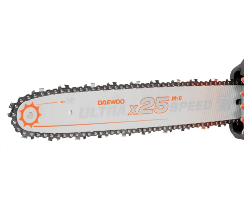 Fierăstrău cu lanț cu acumulator DAEWOO DACS 1642Li Solo (2×21V, fără acumulatori, Motor Brushless, Șină 40 cm, 25 m/s) [5]