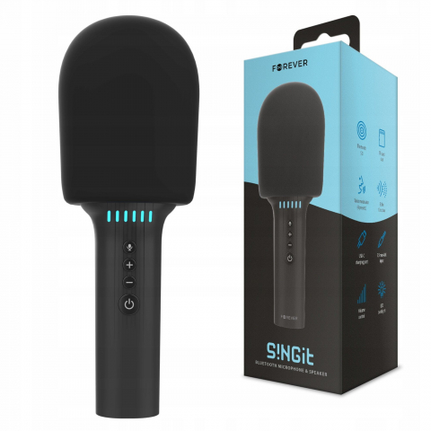 Boxe portabile - Forever Microfon Bluetooth cu Boxe BMS-500, Negru: Experimentează Libertatea și Versatilitatea Cântatului Wireless