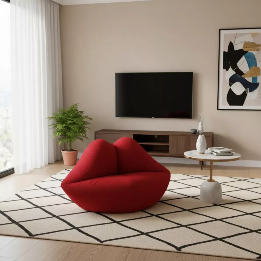 Кресло Губки из велюра Standart,размер L, цвет красный [3]