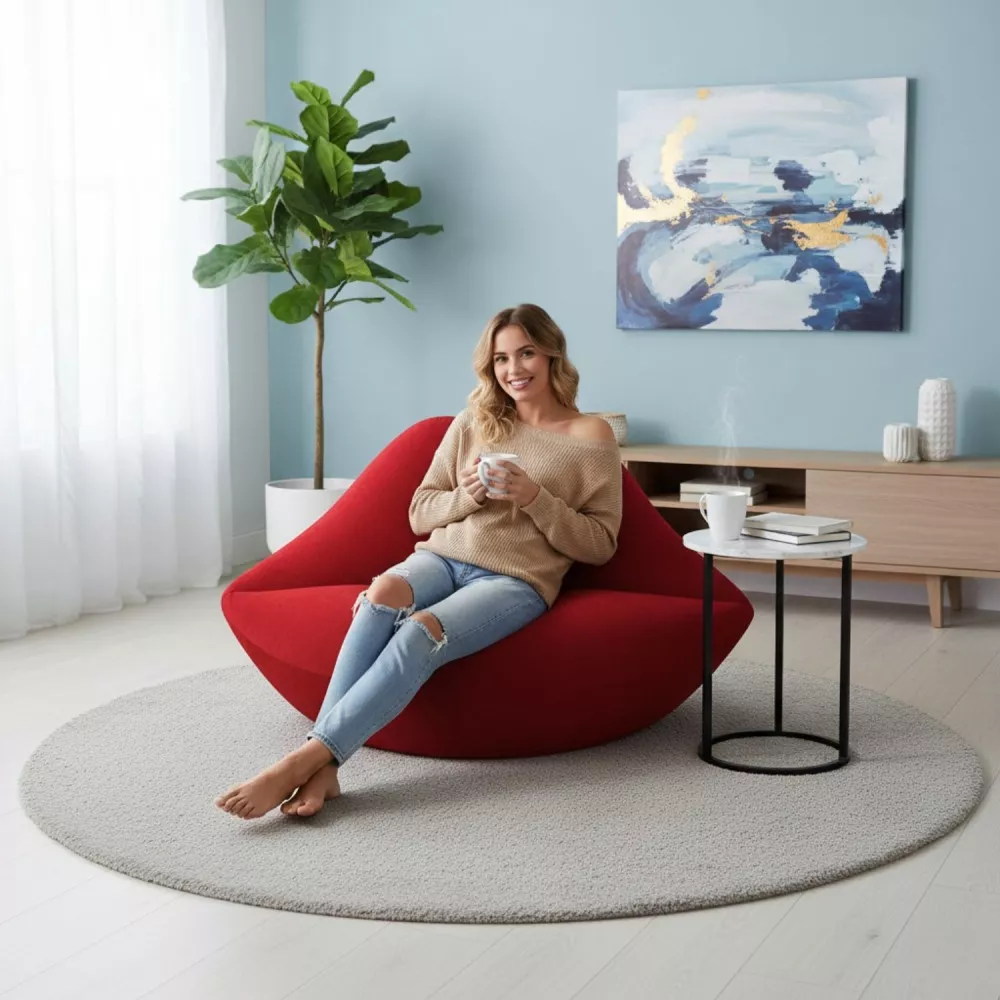 Кресло Губки из велюра Standart,размер L, цвет красный [2]