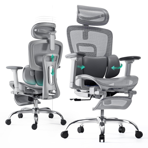 Fotolii - Fotoliu de birou ergonomic Nex Home Ultra Gray – suport ortopedic avansat și confort premium pentru lucru îndelungat