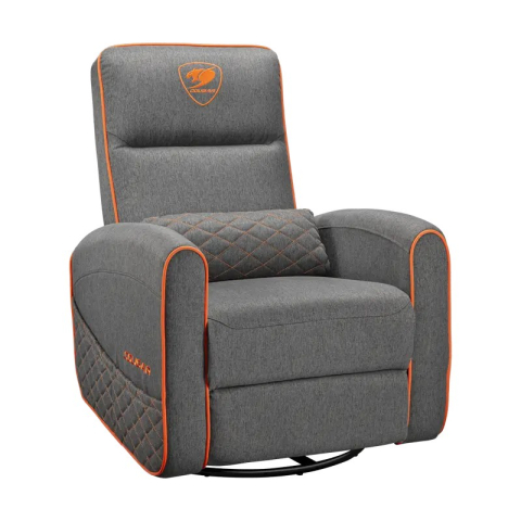 Fotoliu gaming Cougar FIDOM cu suport pentru picioare, imitație de in, Gri / Portocaliu (spătar 160°, până la 150 kg) [8]