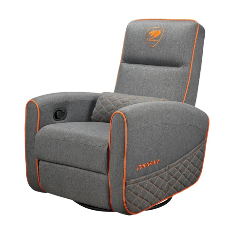 Fotoliu gaming Cougar FIDOM cu suport pentru picioare, imitație de in, Gri / Portocaliu (spătar 160°, până la 150 kg) [4]