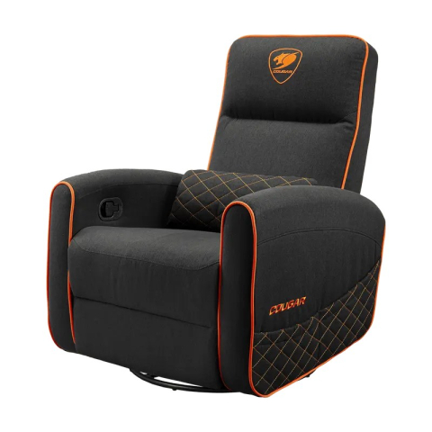 Fotoliu gaming Cougar FIDOM cu suport pentru picioare, imitație de in, Negru / Portocaliu (spătar 160°, până la 150 kg) [11]