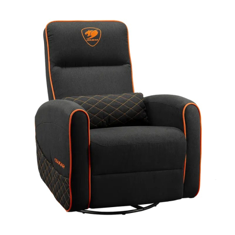 Fotoliu gaming Cougar FIDOM cu suport pentru picioare, imitație de in, Negru / Portocaliu (spătar 160°, până la 150 kg) [10]