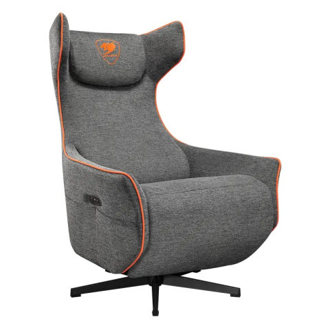 Fotoliu gaming Cougar Magus cu suport pentru picioare, imitație de in, Gri / Portocaliu (până la 150 kg) [2]