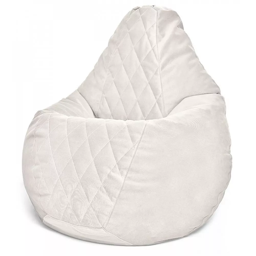 Кресло Груша из велюра Maserrati "Romb", размер "XXL" белого цвета [1]