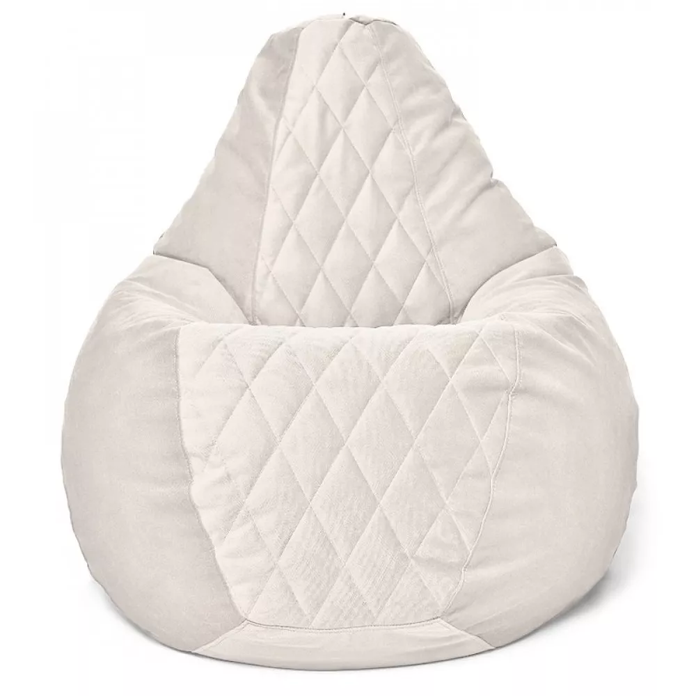 Fotolii - Кресло Груша из велюра Maserrati "Romb", размер "XXL" белого цвета