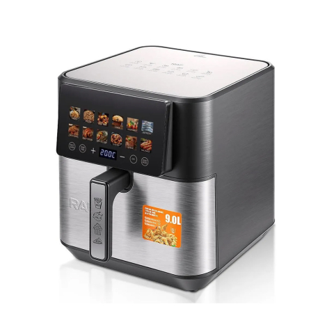 Friteuze - Friteuză cu aer cald (Air Fryer) RAF R.5268, Dual Heating, 9L, 2200W, Panou Touchscreen, Negru