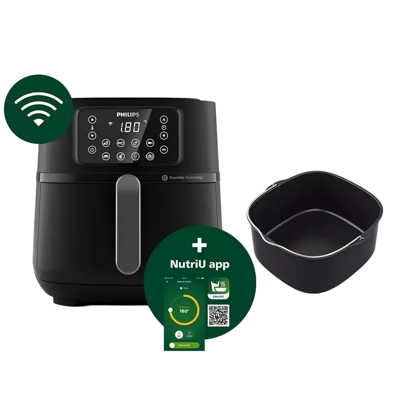 Friteuză cu aer cald Philips Ovi Connected Negru – 7.2 L, 2000 W, 16 funcții + Wi-Fi – Gătit sănătos, inteligent și delicios! [2]