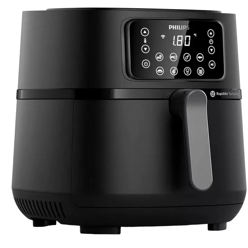 Electrocasnice - Friteuză cu aer cald Philips Ovi Connected Negru – 7.2 L, 2000 W, 16 funcții + Wi-Fi – Gătit sănătos, inteligent și delicios!