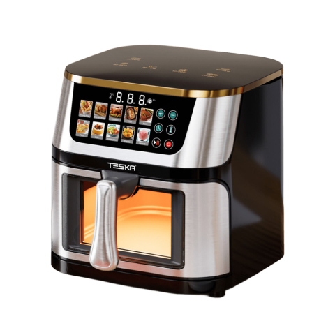 Friteuze - Friteuză cu aer cald Teska TK-21S-3, 10L, fereastră transparentă, 1400W, oțel inoxidabil – Gătit sănătos și rapid pentru întreaga familie!