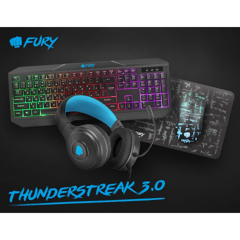 Gaming - Fury Combo Thunderstreak 3.0 Keyboard+Mouse+Headphones+Mouse Pad+ RU Layout