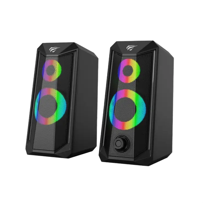 Periferice - Gaming Boxe Havit SK202, 2x2.5" drivers, 2x3W RMS, 4Ohm, 3.5mm+USB, RGB, Black
