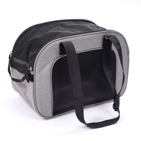 Geanta pentru transportare animale de companie cu plasa respirabila pentru caine si pisica, Jumi, 38x22x22 cm, Gri [11]