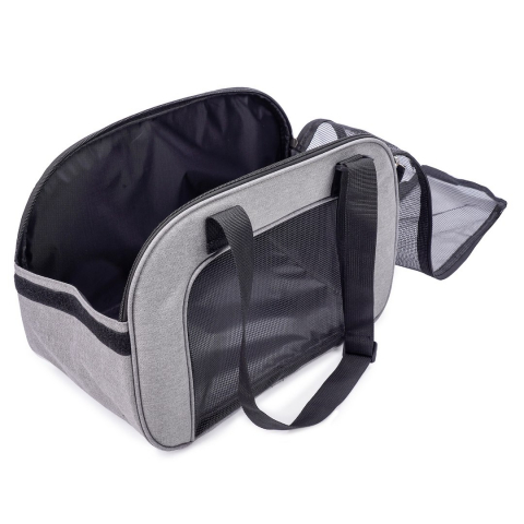 Geanta pentru transportare animale de companie cu plasa respirabila pentru caine si pisica, Jumi, 38x22x22 cm, Gri [8]