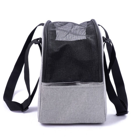 Geanta pentru transportare animale de companie cu plasa respirabila pentru caine si pisica, Jumi, 38x22x22 cm, Gri [2]