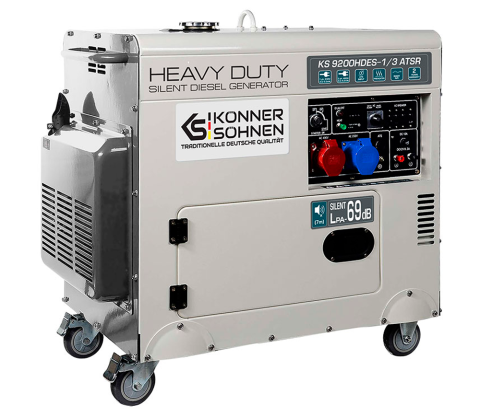 Generator diesel insonorizat Könner & Söhnen KS 9200HDES-1/3 ATSR (7.5 kW, 230V/400V, Motor 18 CP, Carcasă Închisă, AVR, Automatizare ATS Ready, Pornire Electrică) [1]