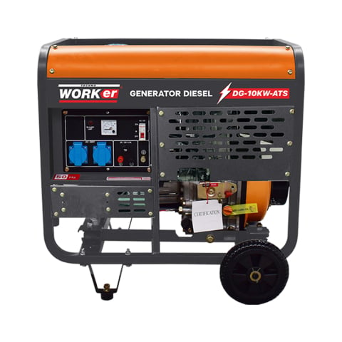 Generatoare - Generator diesel monofazat TECHNOWORKER 10KW-ATS (10 kW, 18 CP, 220V, Automatizare ATS, Starter Electric, AVR, Roti included)