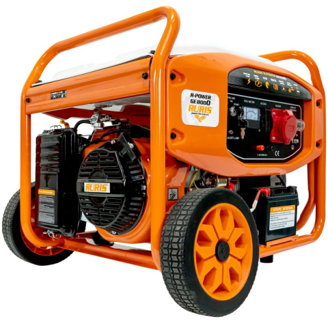 Generator electric pe benzină Ruris GE 8000 (industrial) – Putere trifazică 7 kW continuu, autonomie lungă și rezistență pentru șantier, fermă sau atelier mare! [12]