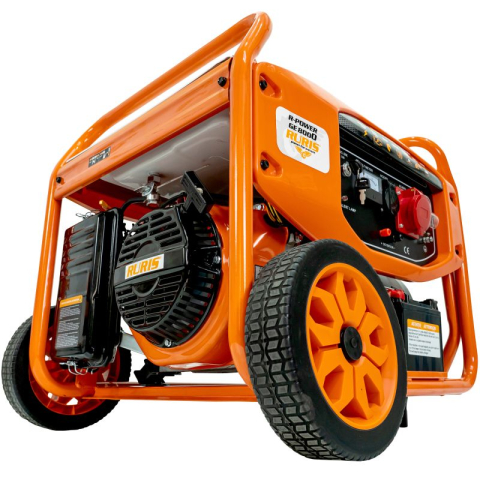 Generator electric pe benzină Ruris GE 8000 (industrial) – Putere trifazică 7 kW continuu, autonomie lungă și rezistență pentru șantier, fermă sau atelier mare! [2]