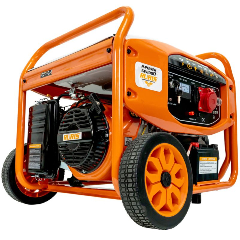Generator electric pe benzină Ruris GE 8000 (industrial) – Putere trifazică 7 kW continuu, autonomie lungă și rezistență pentru șantier, fermă sau atelier mare! [10]