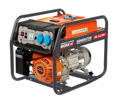 Generatoare - Generator electric pe benzină TechnoWorker GG 3.2 kW – Putere sigură pentru casă, curte și șantier!