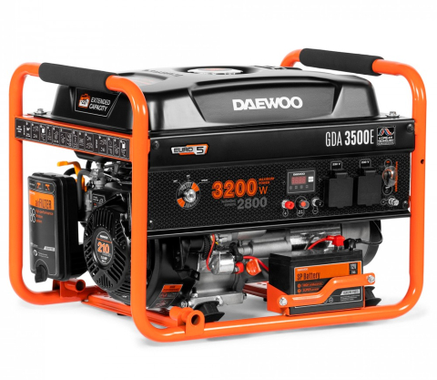 Генераторы - Бензиновый генератор DAEWOO GDA 3500E (3.2 кВт макс., 2.8 кВт ном., AVR, Электро/ручной запуск, Бак 18 л)