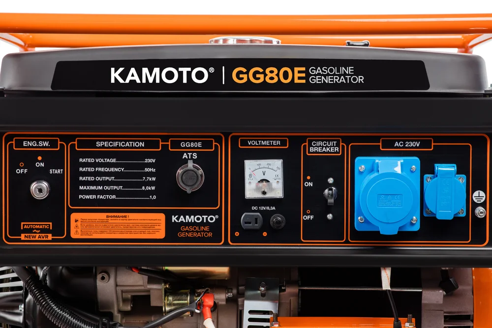 Generator pe benzină KAMOTO GG80E (8 kW Max, Demaror Electric, Priză 32A, Pregătit ATS, Kit Transport) [1]