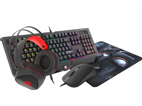 Periferice - Genesis 4 in 1 Combo Cobalt 330 Keyboard+Mouse+Mouse Pad+Headset, US Layout