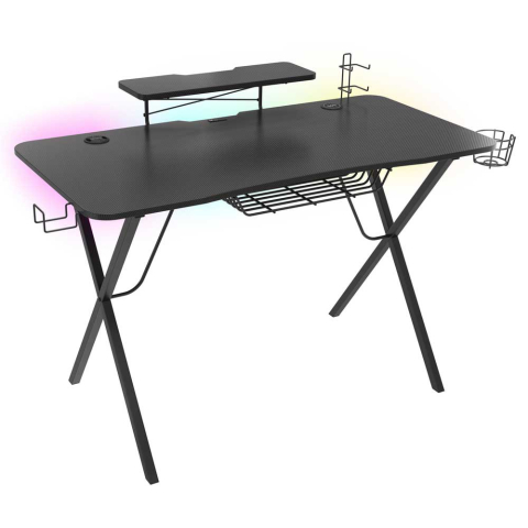 Mese Gaming - Genesis Desk Gaming Holm 300 RGB – Birou de gaming 120x60 cm cu iluminare RGB, încărcător wireless și organizare completă