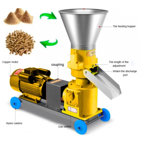 Produse pentru fermieri - Granulator furaje КOLOС PXT120F – Motor 3 kW Inclus – 220 V – Productivitate 80–120 kg/h – Granule Perfecte 4 mm