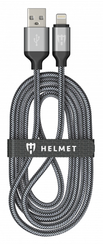 Cabluri - Helmet Cable USB to Lightning 20W 1.5M Nylon Series, Grey