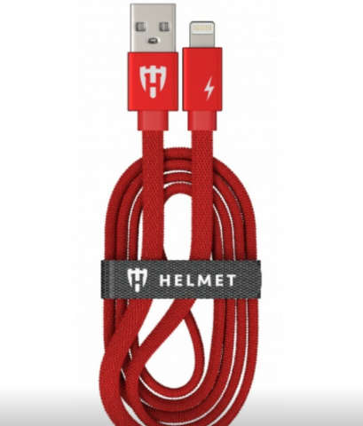 Cabluri - Helmet Cable USB to Lightning Kevlar Flat 2.1A 1m, Red