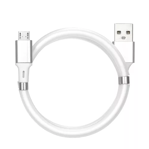 Accesorii Telefoane - Helmet Cable USB to Micro USB With Magnetic Organizer 1m, White